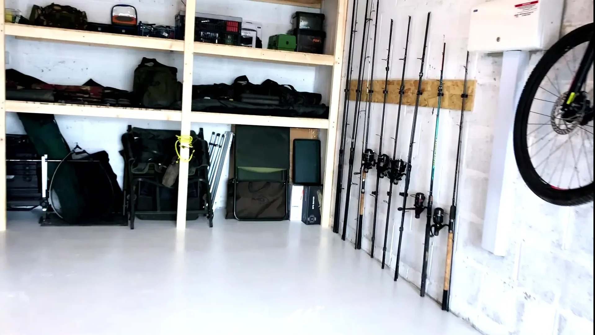 Exterior wall for storing your fishing rods in garage 