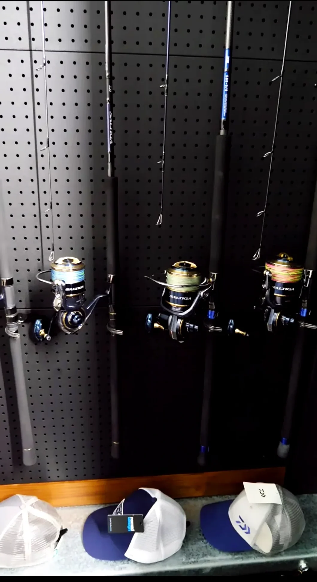 Rod holders inside cabinets for Indoor fishing rod storage 