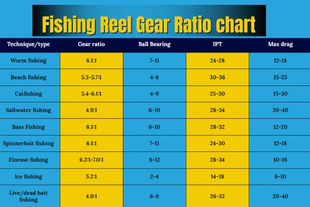 Fishing Reel Gear Ratio chart detailed guide