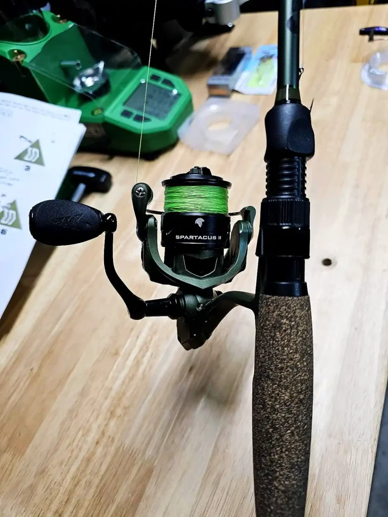 a fishing rod with a Spinning reel attached to it